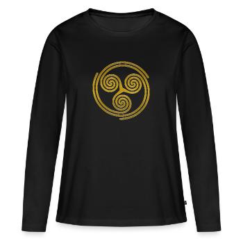 Celtic Culture Triple Spiral Triskele Symbole 5 - T-shirt manches longues Premium bio Femme - noir - Devant - Julia (174cm)
