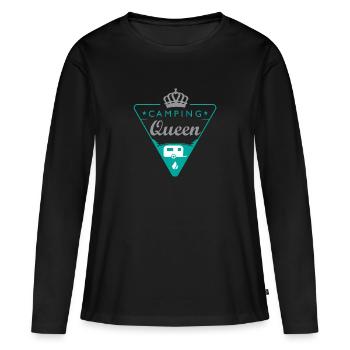 Camping-Shirt Queen - T-shirt manches longues Premium bio Femme - noir - Devant - Julia (174cm)