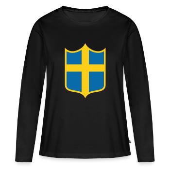 Suède - T-shirt manches longues Premium bio Femme - noir - Devant - Julia (174cm)