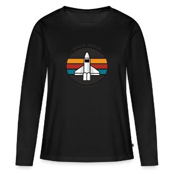 Space Force - T-shirt manches longues Premium bio Femme - noir - Devant - Julia (174cm)
