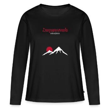 Arménie Arménie - T-shirt manches longues Premium bio Femme - noir - Devant - Julia (174cm)