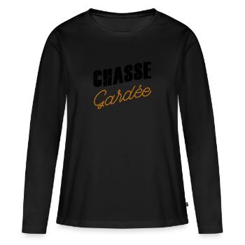 Chasse Gardée T-shirt drôle de chasse chasseurs - T-shirt manches longues Premium bio Femme - noir - Devant - Julia (174cm)