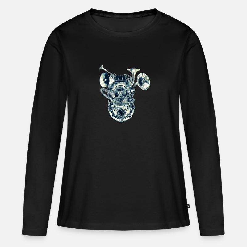 Affe Orchester - Frauen Premium Bio Langarmshirt - Schwarz
