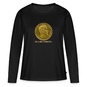 Pièce d'Or Napoleon III - T-shirt manches longues Premium bio Femme - noir - Devant - Julia (174cm)