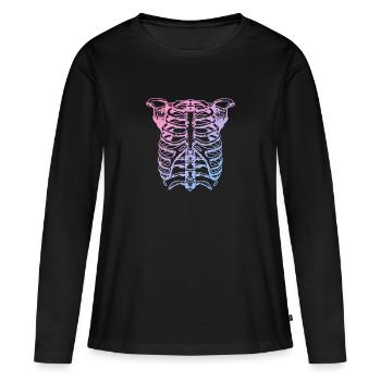 Squelette - T-shirt manches longues Premium bio Femme - noir - Devant - Julia (174cm)