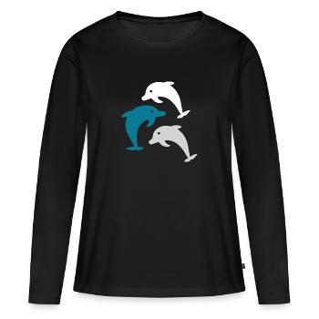 Dauphin dauphin - T-shirt manches longues Premium bio Femme - noir - Devant - Julia (174cm)