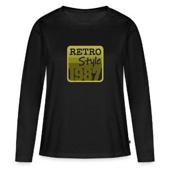Style rétro 1987 - T-shirt manches longues Premium bio Femme - noir - Devant - Julia (174cm)