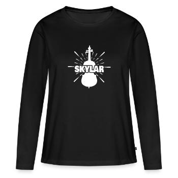 Prénom Skylar - T-shirt manches longues Premium bio Femme - noir - Devant - Julia (174cm)