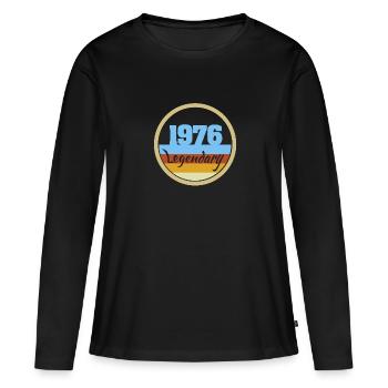 1976 1976 - T-shirt manches longues Premium bio Femme - noir - Devant - Julia (174cm)