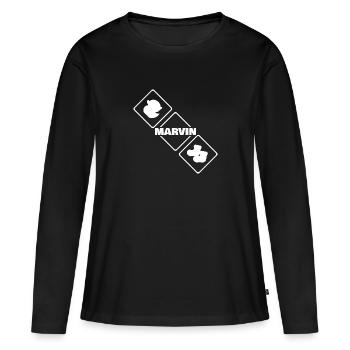 Geburt Marvin - Frauen Premium Bio Langarmshirt - Schwarz - Vorne - Julia (174cm)