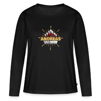 Bowling Andreas - T-shirt manches longues Premium bio Femme - noir - Devant - Julia (174cm)