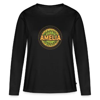 Geschenk für Amelia - Frauen Premium Bio Langarmshirt - Schwarz - Vorne - Julia (174cm)