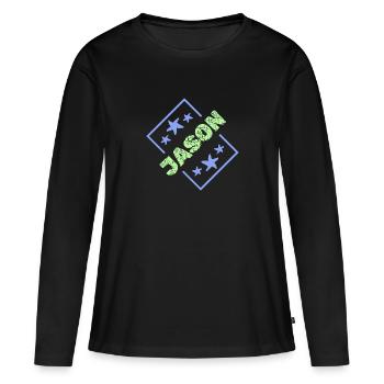 Nom du garçon Jason - T-shirt manches longues Premium bio Femme - noir - Devant - Julia (174cm)