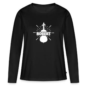 Cadeau pour Robert - T-shirt manches longues Premium bio Femme - noir - Devant - Julia (174cm)
