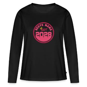 Mutti 2028 - Frauen Premium Bio Langarmshirt - Schwarz - Vorne - Julia (174cm)