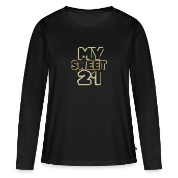 Doux 21 - T-shirt manches longues Premium bio Femme - noir - Devant - Julia (174cm)