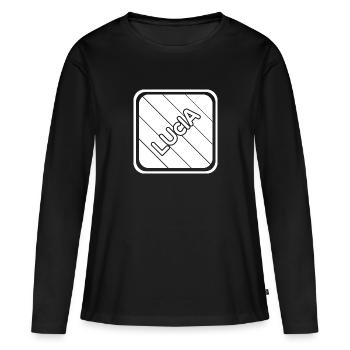 Prénom Lucie - T-shirt manches longues Premium bio Femme - noir - Devant - Julia (174cm)