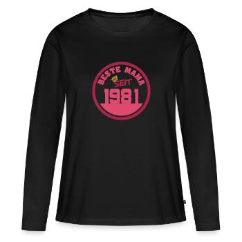 1981 1981 - T-shirt manches longues Premium bio Femme - noir - Devant - Julia (174cm)