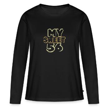 Doux 56 - T-shirt manches longues Premium bio Femme - noir - Devant - Julia (174cm)