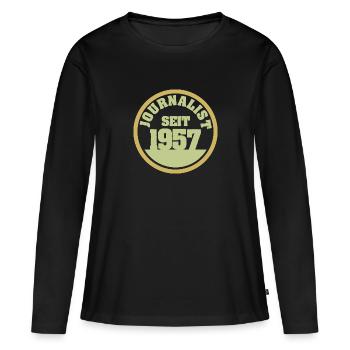 1957 1957 - T-shirt manches longues Premium bio Femme - noir - Devant - Julia (174cm)