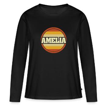 Vorname Amelia - Frauen Premium Bio Langarmshirt - Schwarz - Vorne - Julia (174cm)