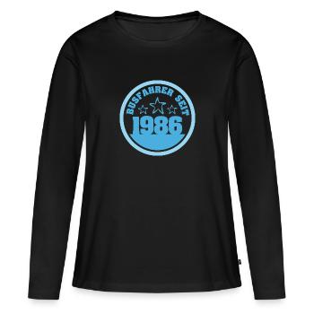 1986 - T-shirt manches longues Premium bio Femme - noir - Devant - Julia (174cm)