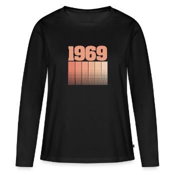 1969 1969 - T-shirt manches longues Premium bio Femme - noir - Devant - Julia (174cm)