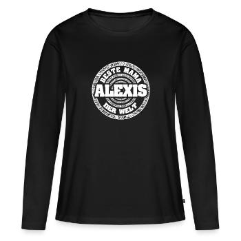 Cadeau pour Alexis - T-shirt manches longues Premium bio Femme - noir - Devant - Julia (174cm)