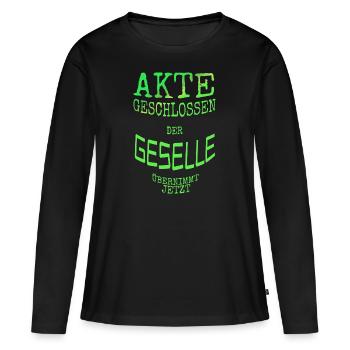Compagnon - T-shirt manches longues Premium bio Femme - noir - Devant - Julia (174cm)