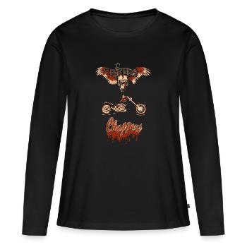 chopper bis - T-shirt manches longues Premium bio Femme - noir - Devant - Julia (174cm)