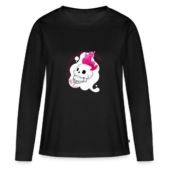 collection streetwear Burger - T-shirt manches longues Premium bio Femme - noir - Devant - Julia (174cm)
