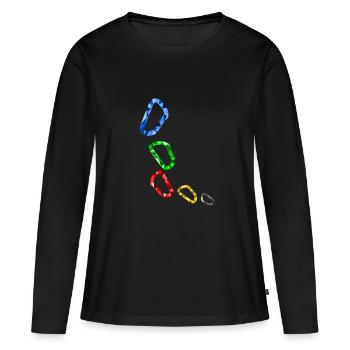 Karabiner - Frauen Premium Bio Langarmshirt - Schwarz - Vorne - Julia (174cm)