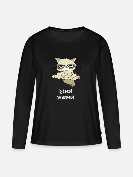 guten morgen white - Frauen Premium Bio Langarmshirt - Schwarz