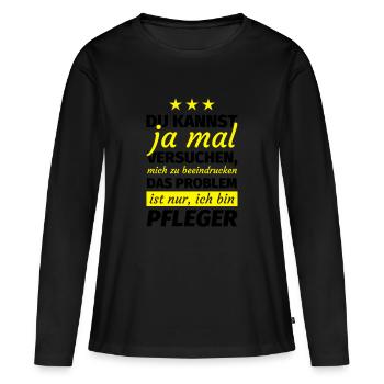 Pfleger Geschenk - Frauen Premium Bio Langarmshirt - Schwarz - Vorne - Julia (174cm)