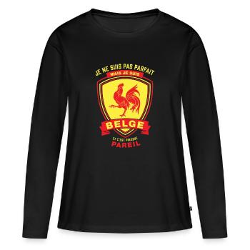 Belge Parfait - T-shirt manches longues Premium bio Femme - noir - Devant - Julia (174cm)