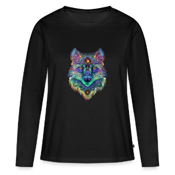 Wolfpack Geek loup - T-shirt manches longues Premium bio Femme - noir - Devant - Julia (174cm)