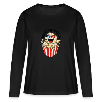 Popcorn - T-shirt manches longues Premium bio Femme - noir - Devant - Julia (174cm)