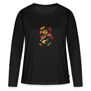 nourriture - T-shirt manches longues Premium bio Femme - noir - Devant - Julia (174cm)