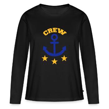 Crew - T-shirt manches longues Premium bio Femme - noir - Devant - Julia (174cm)