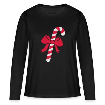 Zuckerstange - Frauen Premium Bio Langarmshirt - Schwarz - Vorne - Julia (174cm)