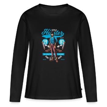 Hipster - T-shirt manches longues Premium bio Femme - noir - Devant - Julia (174cm)