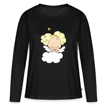 Little angel smile - T-shirt manches longues Premium bio Femme - noir - Devant - Julia (174cm)