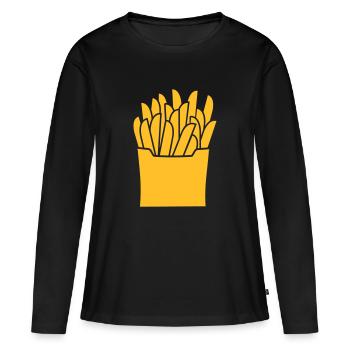 Pommes - Frauen Premium Bio Langarmshirt - Schwarz - Vorne - Julia (174cm)