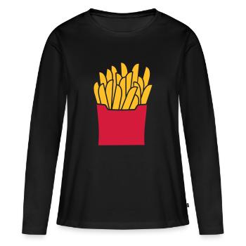 Pommes - Frauen Premium Bio Langarmshirt - Schwarz - Vorne - Julia (174cm)
