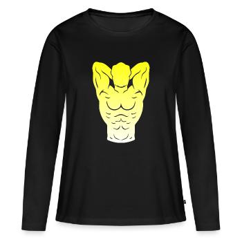 Musculation - T-shirt manches longues Premium bio Femme - noir - Devant - Julia (174cm)