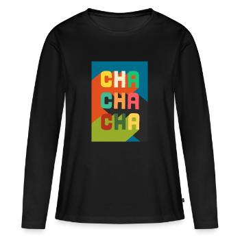 cha cha cha - T-shirt manches longues Premium bio Femme - noir - Devant - Julia (174cm)