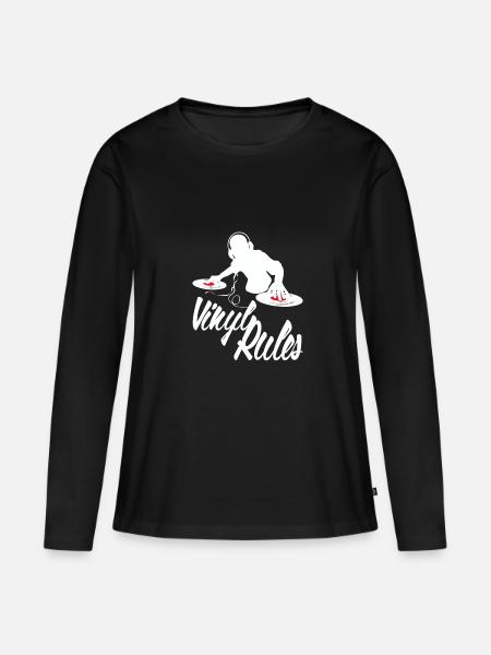 Vinyl Deejay - Frauen Premium Bio Langarmshirt - Schwarz