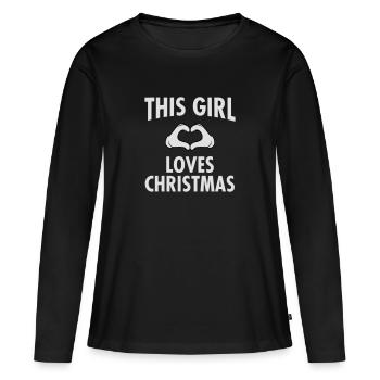 This Girl Loves Christmas - Comic Hands - Women's Premium Organic Long Sleeve Shirt - black - Front - Julia (174cm)