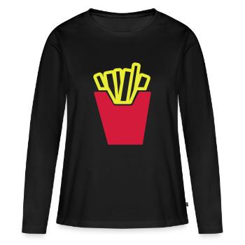 pommes - Frauen Premium Bio Langarmshirt - Schwarz - Vorne - Julia (174cm)