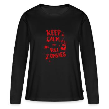 garder le calme et tuer les zombies - T-shirt manches longues Premium bio Femme - noir - Devant - Julia (174cm)